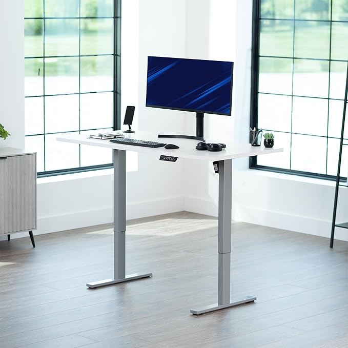 VIVO Electric 60 x 30 in Standing Desk, Memory Height Adjustment, 1B Series, White Top Gray Frame, DESK-KIT-1G6W-30