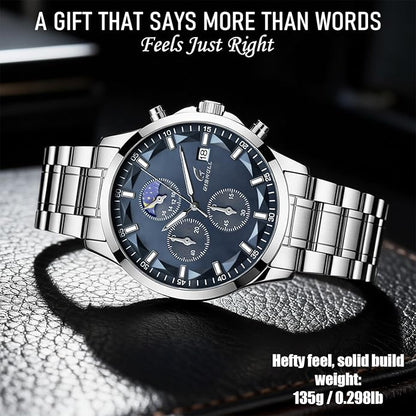 Distinctive Mens Analog Chronograph Watches with Auto Date & Multi Subdials, Fashion Casual Sport Quartz Wrist Watches with Luminous, 3ATM Waterproof, Valentines Day Gifts for Him, Boyfriend, Husband, Dad