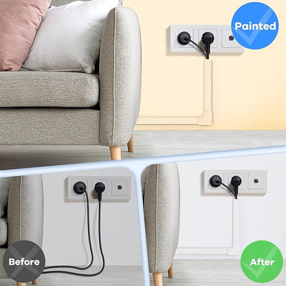 Cord Hider Kit 126in (8 x L15.7in) - ZhiYo Cable Covers for Wires on Wall, Wire Hider for Wall Mounted TV, White Cable Raceway, Paintable Cord Cover Cable Management for Home Office, W1.54in x H0.75in
