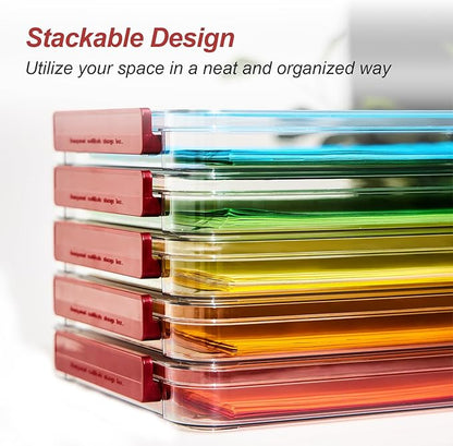 A4 Storage File Box 9 X 13 Clear Stackable Slim Plastic Portable Project Case For Letter Paper Photo Documents Scrapbook, 3 Count