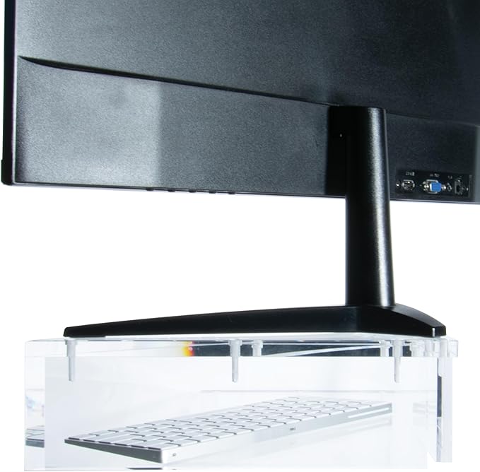 DuraClear Acrylic Corner Monitor Stand for Desk Corners - 3.5" Elevation, Triangle Stand with Triangular Base