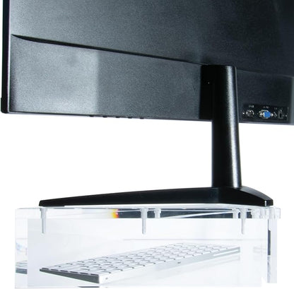 DuraClear Acrylic Corner Monitor Stand for Desk Corners - 3.5" Elevation, Triangle Stand with Triangular Base
