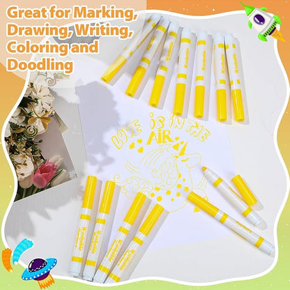 Janlaugh 24 Pcs Washable Markers Bulk Broad Line Markers Coloring Conical Tip Large pens for Kids art projects, Teachers, Students, Toddlers, Party Favors, Classrooms, Donations(Yellow)