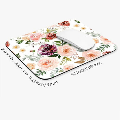 Square Mouse Pad Pretty Floral,Personalized Premium-Textured Custom Mouse Mat Design,Washable Mousepad Cloth,Non-Slip Rubber Base Computer Mouse Pads for Wireless Mouse