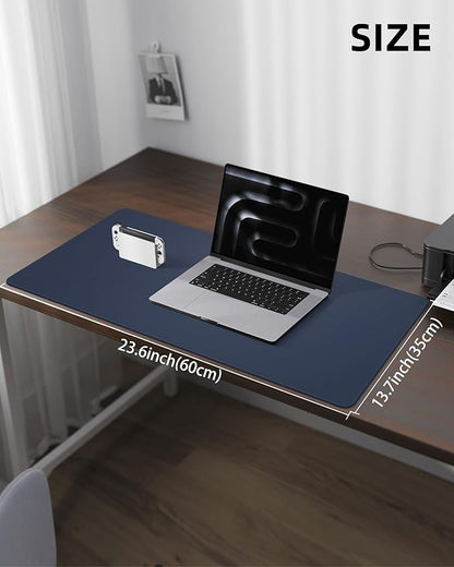 Non-Slip Desk Pad,Mouse Pad,Waterproof PVC Leather Desk Table Protector,Non-Slip PU Leather Desk Blotter, Easy Clean Laptop Desk Writing Mat for Office Work/Home/Decor(Midnight Blue, 24" x 13.7")