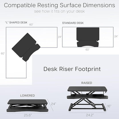 VIVO 26 inch Desk Converter, K Series, Height Adjustable Sit to Stand Riser, Dual Monitor and Laptop Workstation with Keyboard Tray, Gray Top, Black Frame, DESK-V026KG