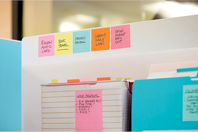 Post-it Super Sticky Notes, 3x3 in, 3 Pads, 2X The Sticking Power, Supernova Neons, Bright Colors, Recyclable (3321-SSMIA)