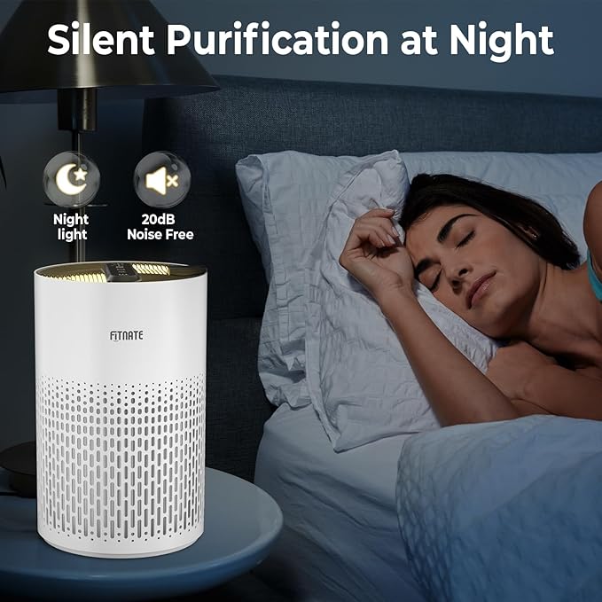 FITNATE Air Purifiers for Home Large Room Up to 1076 Ft² with Aromatherapy, H13 True HEPA Air Purifier for Pets, Quiet Air Cleaner for Smoke Dust Pollen Pets Dander Odor, with Night Light,Timer, White