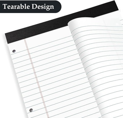 HAUTOCO 12 Pack 8.5 x 11 Legal Pads White Wide Ruled Notepads Perforated Writing Pads, 30 Sheets Per Notepad, 3-Hole Punched Paper, Writing Note Pads for School, Home, Office, Business