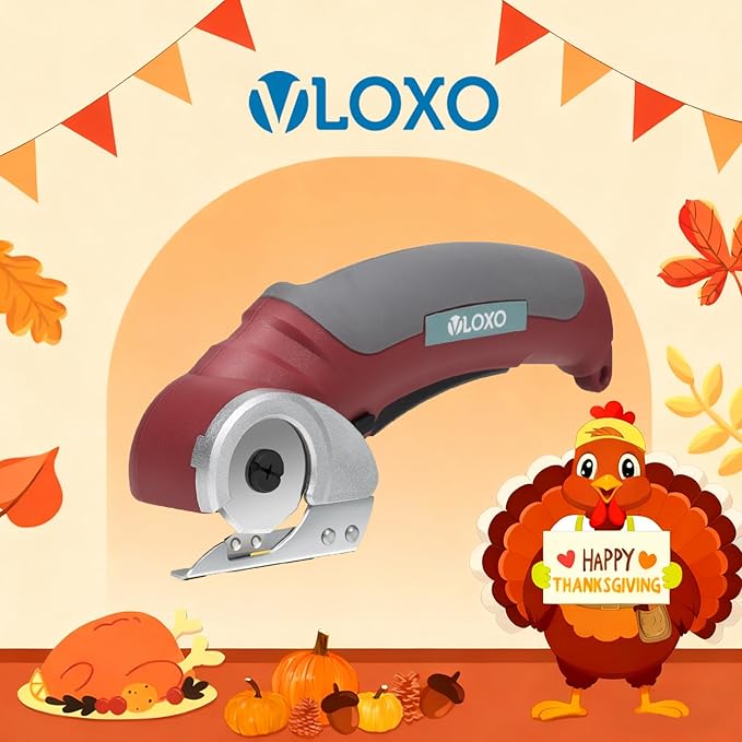 VLOXO Cardboard Cutter, Cordless Electric Scissors with Safety Lock, 4.2V Electric Box Cutter Multi-Cutting Tools, Rechargeable Powerful Scissors for Carpet Leather Felt with Storage Box