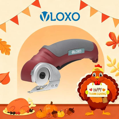 VLOXO Cardboard Cutter, Cordless Electric Scissors with Safety Lock, 4.2V Electric Box Cutter Multi-Cutting Tools, Rechargeable Powerful Scissors for Carpet Leather Felt with Storage Box