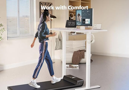 YDN Electric Standing Desk Adjustable Height, 48 x 24 Inches Stand up Desk with Cable Management, Home Office Desks with Splice Board & White Frame, White Top