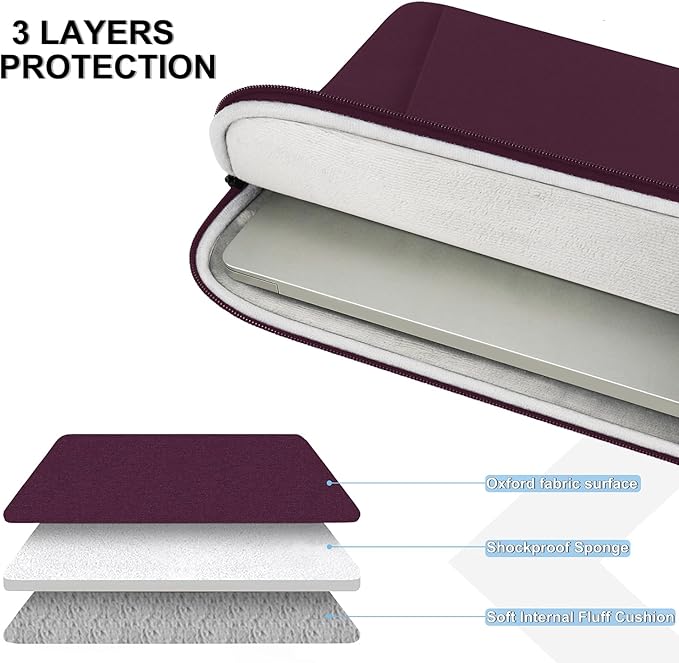 Laptop Sleeve Bag 13.3 inch, Shockproof Protective Computer Cover with Accessories Pocket, Laptop Case Compatible with MacBook Air/Pro 13-13.3 inch, Compatible for MacBook Pro 14 inch, Magenta