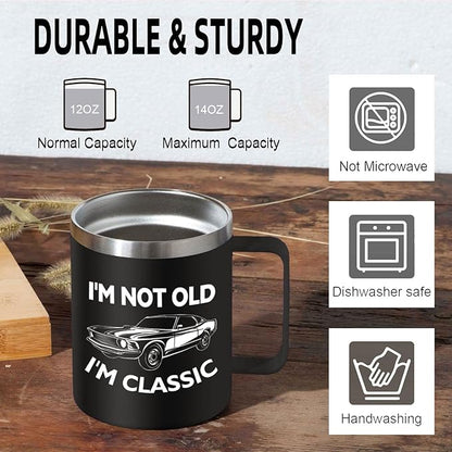 Birthday Gifts for Men - I'm Not Old I'm Classic Coffee Mug - Christmas Birthday Gifts for Men, Dad, Grandpa, Him, Husband (14oz, Black)