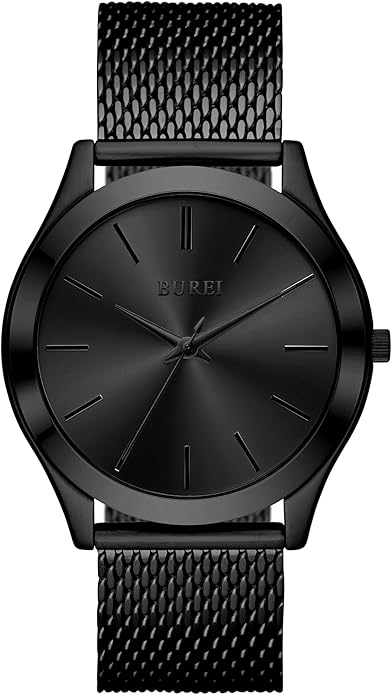 BUREI Men Watches Fashion Analog Stainless Steel Quartz Waterproof Watches,Gift for Men.