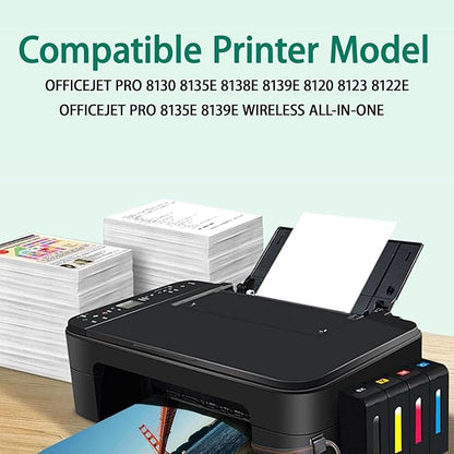 High Pages 923 923e Ink Cartridges Use for HP Printers OfficeJet Pro 8130 8135e 8138e 8139e 8120 8123 8122e OfficeJet Pro 8135e and 8139e Wireless All-in-One 5-Pack (Cyan Magenta Yellow 2 Black)