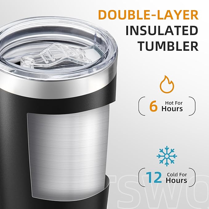 20 oz Tumbler Bulk with Lid Stainless Steel Insulated Tumblers Double Wall Vacuum Coffee Mug Powder Coated Tumbler Cups for Cold and Hot Drinks, Mix Color, 12 pack