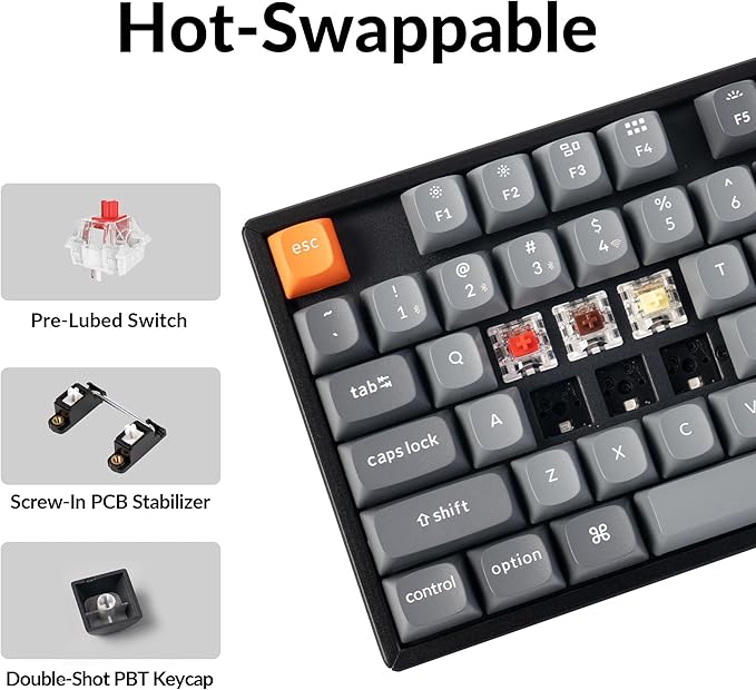 Keychron K8 Max TKL Wireless Mechanical Keyboard, QMK 2.4 GHz/Bluetooth 5.1/Wired with Aluminum Frame, RGB Backlit Hot-Swappable Programmable Keychron Super Red Switch for Mac Windows Linux