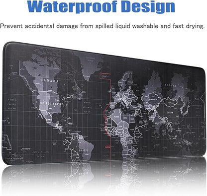 Black Large Mouse Pad,Waterproof Desk Mat,Extended Non-Slip Keyboard Mouse Pad Office Desk Pad 31.5" x 11.8" Anime Terrain Mouse Pads Desktop Protector for Office and Home