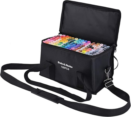 Dabo&Shobo 120 Colors Alcohol Drawing Markers, Dual Tip Art Markers, Fine & Chisel Tip, Chisel Coloring Marker For Adult Coloring
