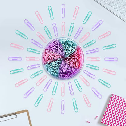 300psc 2 Inch Anti-Rust Metal Large Paper Clips in Macaron Purple, Pink & Green, Ideal for Office, Home & School Use, 50mm Jumbo Paper Clips, Cute Office Desk Supplies,