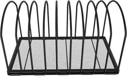 Simple Trending 9 Section Metal File Sorter Organizer for Desk, Vertical File Folder Stand for Home Office, Black