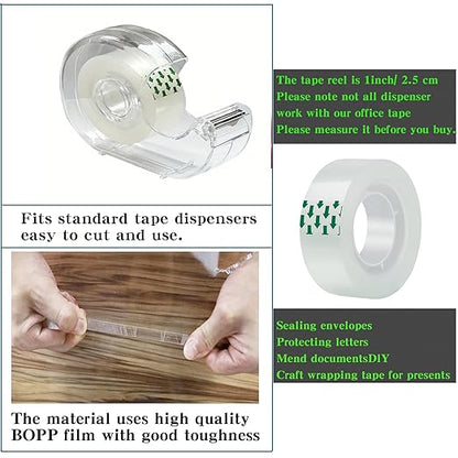 Transparent Tape 24 Rolls Clear Tape Tape Bulk for Office Supplies and School Supplies, Glossy Finish,3/4 in x 720 in 24 Dispensered Rolls