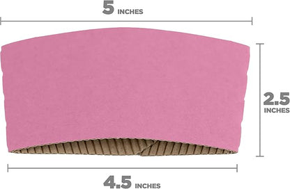 FMP Brands [200 Pack] Pink Coffee Cup Sleeves Disposable for Hot Drinks, Durable Corrugated Cardboard Cup Sleeves for 10-24 oz Cups, Beverage Insulator and Hand Protection for Hot & Cold Drinks
