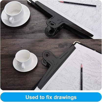 Coideal Extra Large Bulldog Clips Black, 2 Pcs Heavy-Duty Jumbo Bull Clips 30cm XXL Stainless Steel Paper Clip Clamps (11 4/5 Inch)