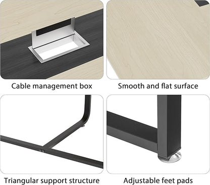 8FT Conference Table,Conference Room Table with Grommet,Stable Structure,Adjustable Foot Pads,Large Seminar Table for Office Meeting 94.4 L x 47.2 W x30.7 H (Wood)