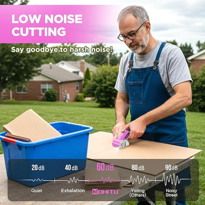 Cordless Electric Scissors: 4V Rechargeable Rotary Cardboard Cutter, 3000mAh Battery, with LED Light, 2 Blades, Box Cutter for Fabric Carpet Carton Plastic Leather Cloth (Pink)