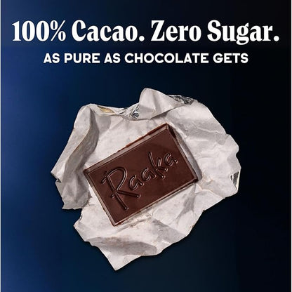 Raaka 100% Dark Chocolate Mini Bars | Unsweetened, Bitter, No Added Sugar or Artificial Sweeteners | Organic, Vegan, Gluten Free, Paleo, Kosher | Box of 30 Individually Wrapped Chocolates