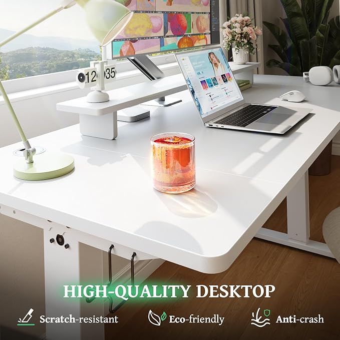 SIAGO Electric Standing Desk Adjustable - 48 x 24 Inch Sit Stand up Desk with Cable Management - 3 Memory Preset Adjustable Height Table