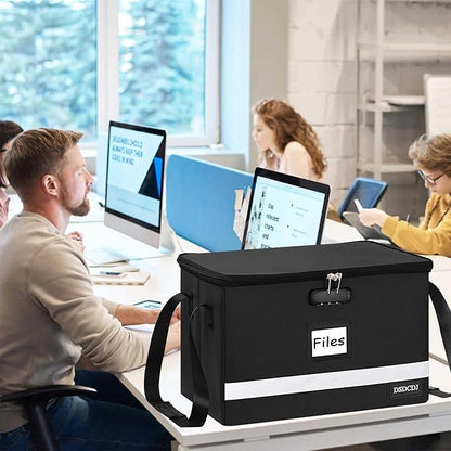 Fireproof File Box with Lock 2 Pack, Upgraded Fireproof Document Box with Reflective Strip, Portable File Organizer Filing Cabinet with Handle for Hanging Letter/Legal Folder, 15.5x12.3x10.5