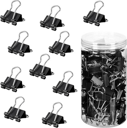 JANYUN Medium Binder Clips, 150Pcs 25mm/1 Inch Large Paper Clamps Metal Clips for Office School Home Supplies (Black)