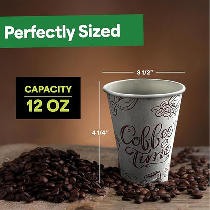 EconoHome 12 oz 100 Pack Disposable Coffee Paper Cups - Paper Cups for Hot and Cold Drinks, Tea, Water, and Juice