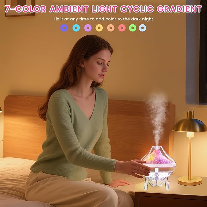 Humidifiers for Bedroom Cool Mist Ultrasonic Small Humidifier with Humidity Sensor Auto Shut Off LED Colorful Gradient Light Mini Humidifier For Plants,Bedroom,Baby Room,Office, Home（White)