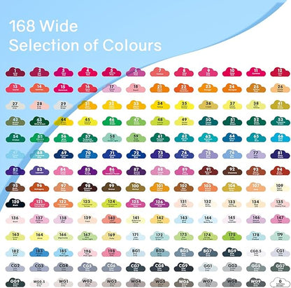 168 Colors Alcohol Markers, Art Markers for Artists with Coloring App, Dual Tip Marker for Adult Painting Sketching Drawing with Travel Case Great Gift Idea