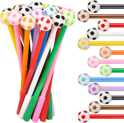 LiYiQ 25 Pcs Soccer Cartoon Cute Fun Pens for Kids Kawaii Soccer Shape Gel Black Ink Pen Cute Soccer Pens for School Office Home Student Kids Present