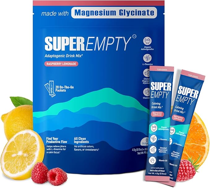Powdered Drink Mix Calm,Adaptogenic Drink Mix Calm, Raspberry Lemonade Drink Calm,L-Theanine, Ashwagandha, Magnesium Glycinate