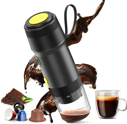Portable Espresso Machine, 3-in-1 Self-Heating Portable Coffee Maker for Travel with Rechargeable Battery, Cordless Electric Mini Espresso Maker for RV Hiking Camping Office (Black)