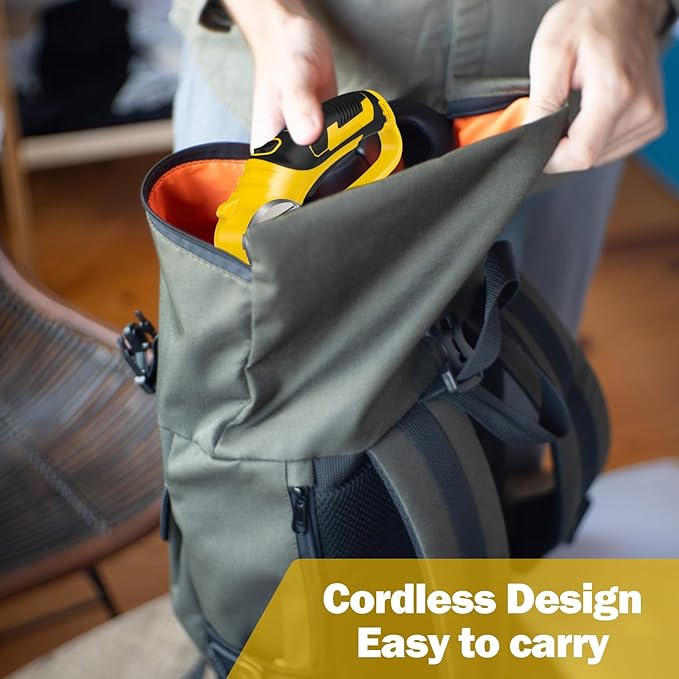 Cordless Electric Scissors, 4V Box Cutter & Cardboard Cutter with Upgrade Blade, LED Light, Safety Lock - Rechargeable Rotary Cutter for Fabric, Leather, Plastic, Crafting, Sewing, Industrial (Yellow)