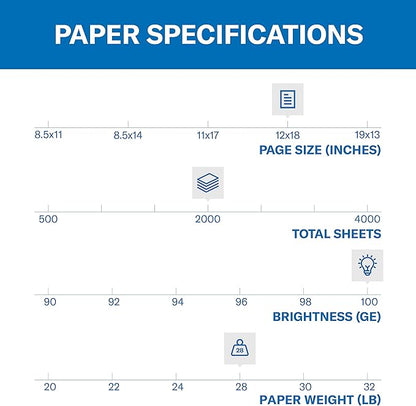 Hammermill Printer Paper, Premium Color 28 lb Copy Paper, 12 x 18 - 100 Bright, Made in the USA, 106125C - 4 Ream (2,000 Sheets)
