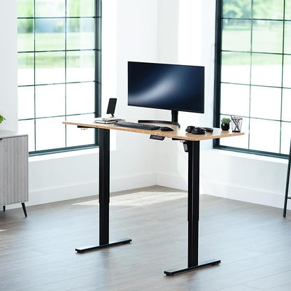 VIVO Electric 60 x 24 in Real Bamboo Standing Desk, Memory Height Adjustment, 1B Series, One-Piece Top, Black Frame, DESK-KIT-1B6O