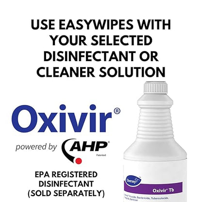 Diversey 5831874 EasyWipe Disposable Wiping System, DRY wipes - Use with Your Choice Disinfectant, 125 Large 12x10.5-Inch Wipes, 1-Refill Bag (Pack of 6)