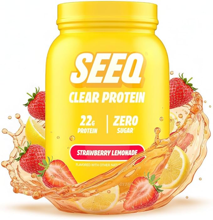 SEEQ Clear Whey Isolate Protein Powder, Strawberry Lemonade - 22 Servings, 22g Protein Per Serving - 0g Lactose, Sugar-Free, Keto-Friendly, Soy Free - Juice-Like Protein, Post-Workout