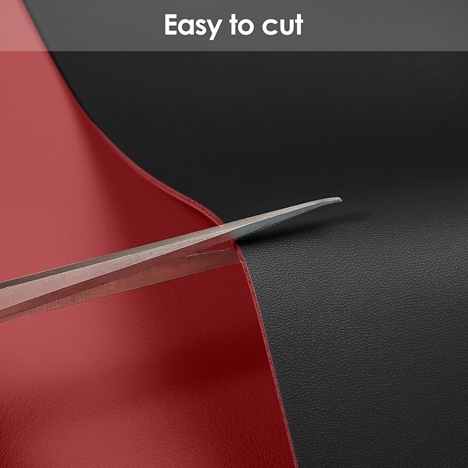 Leather Table Cover,1.8mm Thick,30x60 Inch Desk Cover,Large Desk Mat,Table Protector,Table Cover Protector,Craft Mats to Protect Table(Black+Wine Red,30x60)