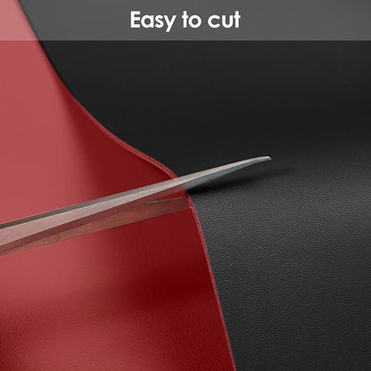 Leather Table Cover,1.8mm Thick,30x60 Inch Desk Cover,Large Desk Mat,Table Protector,Table Cover Protector,Craft Mats to Protect Table(Black+Wine Red,30x60)