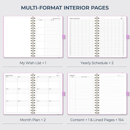 AHGXG Spiral Journal Notebook, 160 Lined Pages, A5 Medium Size (5.7'' x 8.3''), for Men & Women, Journaling, Writing, Work & Office, Hardcover, 100 GSM Thick Paper (Purple)