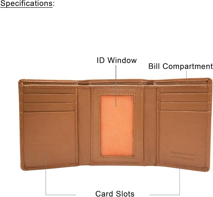 VANSI Genuine Leather Modern TriFold Design Wallet and Card Holder for Men (TAN)